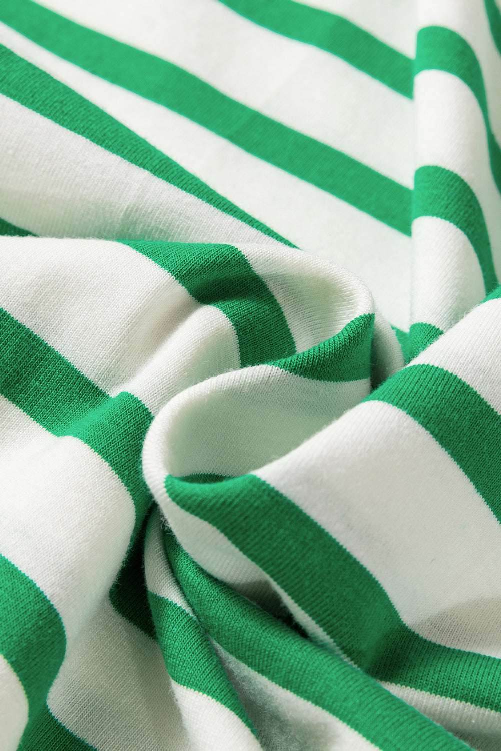 Bright Green Striped Contrast Edge Long Sleeve Top - VacationGrabs