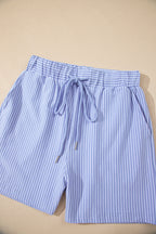 Stripe Polo Shirt and Drawstring Shorts Set