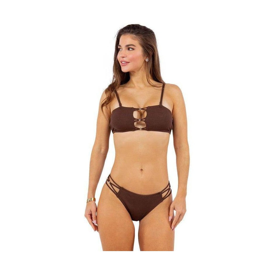 Two Piece Bikini With Lace Cut Out - VacationGrabs