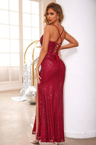 Women's Dresses Lace-Up Sequin Spaghetti Strap Dress