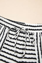 Stripe Knitted Top & Drawstring Shorts Set