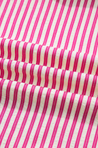 Stripe Smocked Yoke Short Sleeve Ruffle Blouse