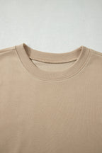 Solid Tee & Wide Leg Raw Hem Pants Set