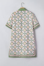 Boho Geometric Flower Short Sleeve Mini Dress