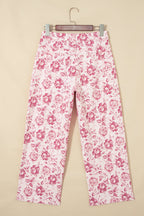 Floral Denim High Waist Pants