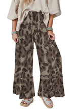 Abstract Leopard Ruffle Tiered Wide Leg Pants