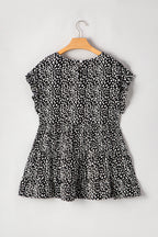 Plus Size Leopard Ruffle Tiered Keyhole Blouse