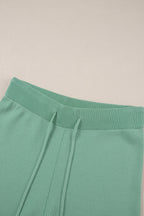 Contrast Trim Top and Drawstring Pants Set