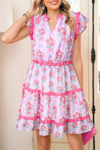 Floral Ruffle Tiered Sleeveless Mini Dress