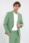 2 Piece Patterned Slim Fit Green Men Suit – front view