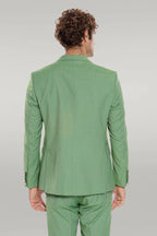 2 Piece Patterned Slim Fit Green Men Suit – close up view