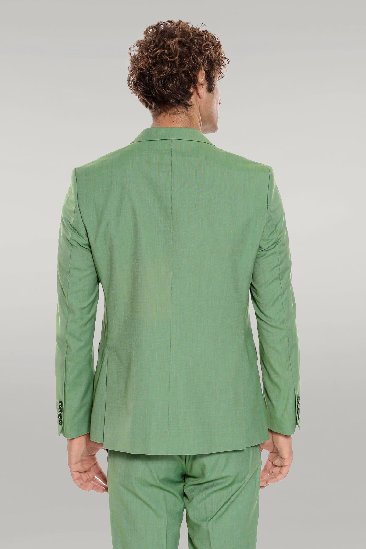 2 Piece Patterned Slim Fit Green Men Suit – close up view