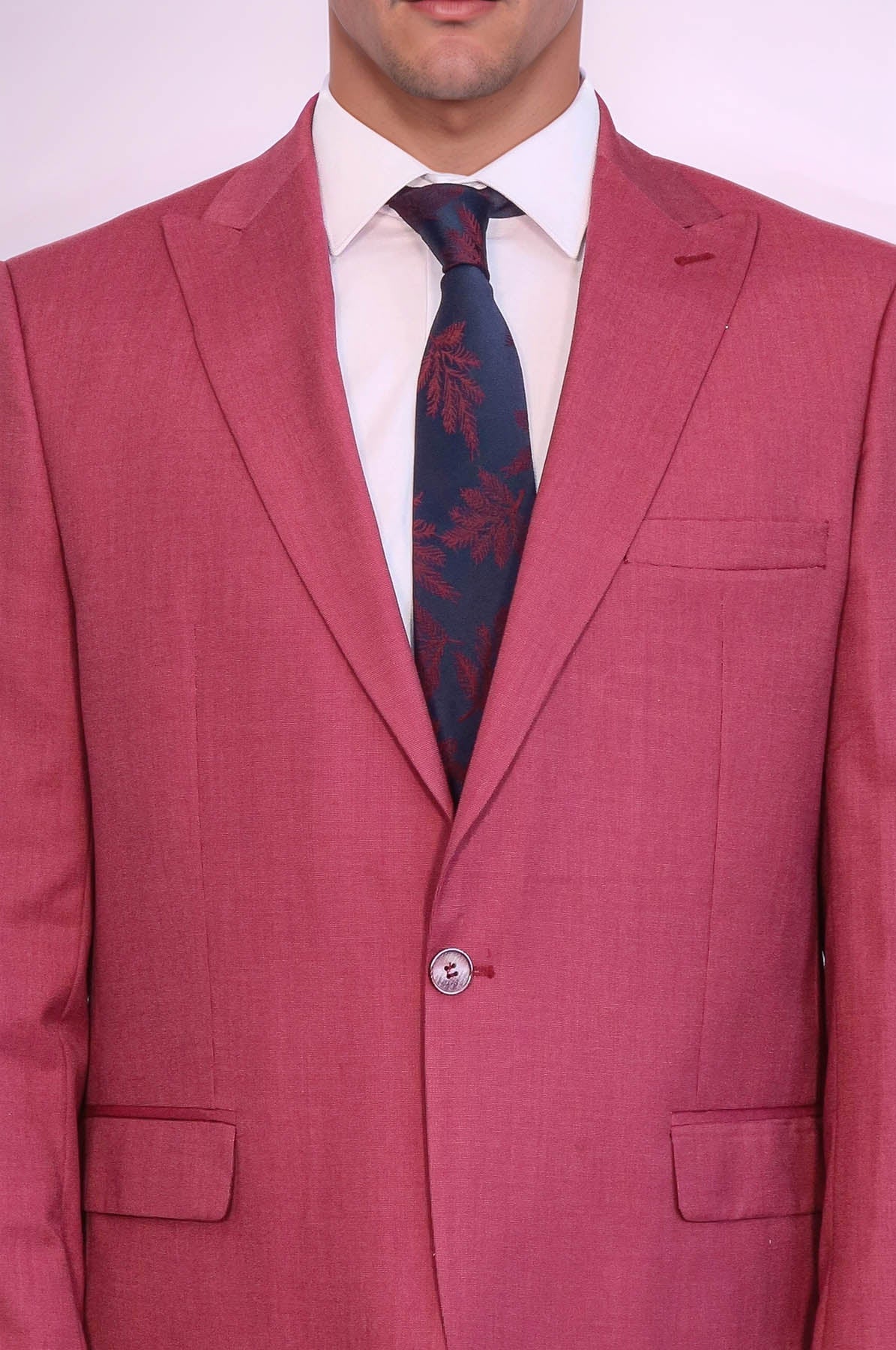 2 Piece Patterned Slim Fit Magenta Men Suit – styled view
