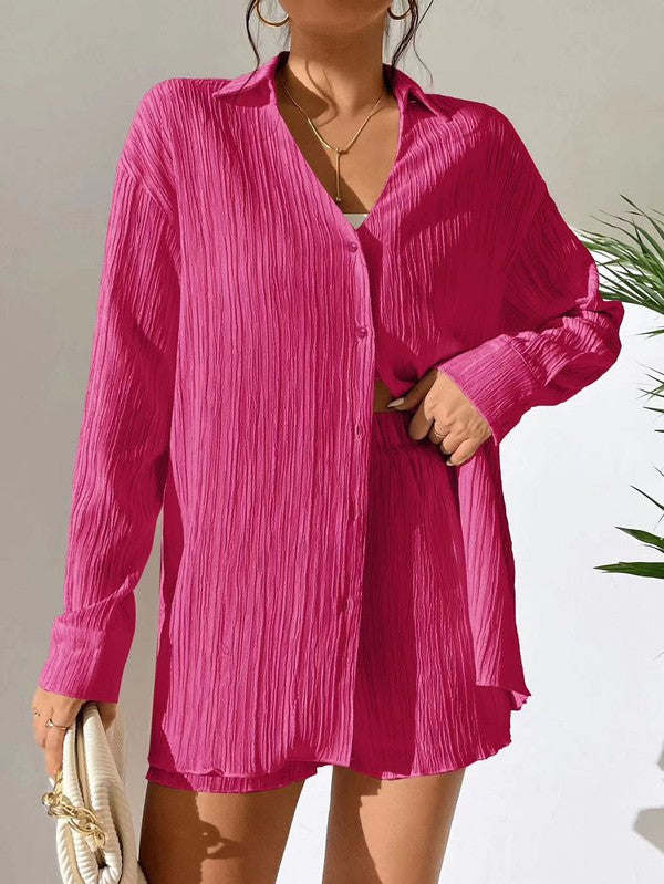 Women's pink 2 piece set, lightweight fabric, perfect for summer outings