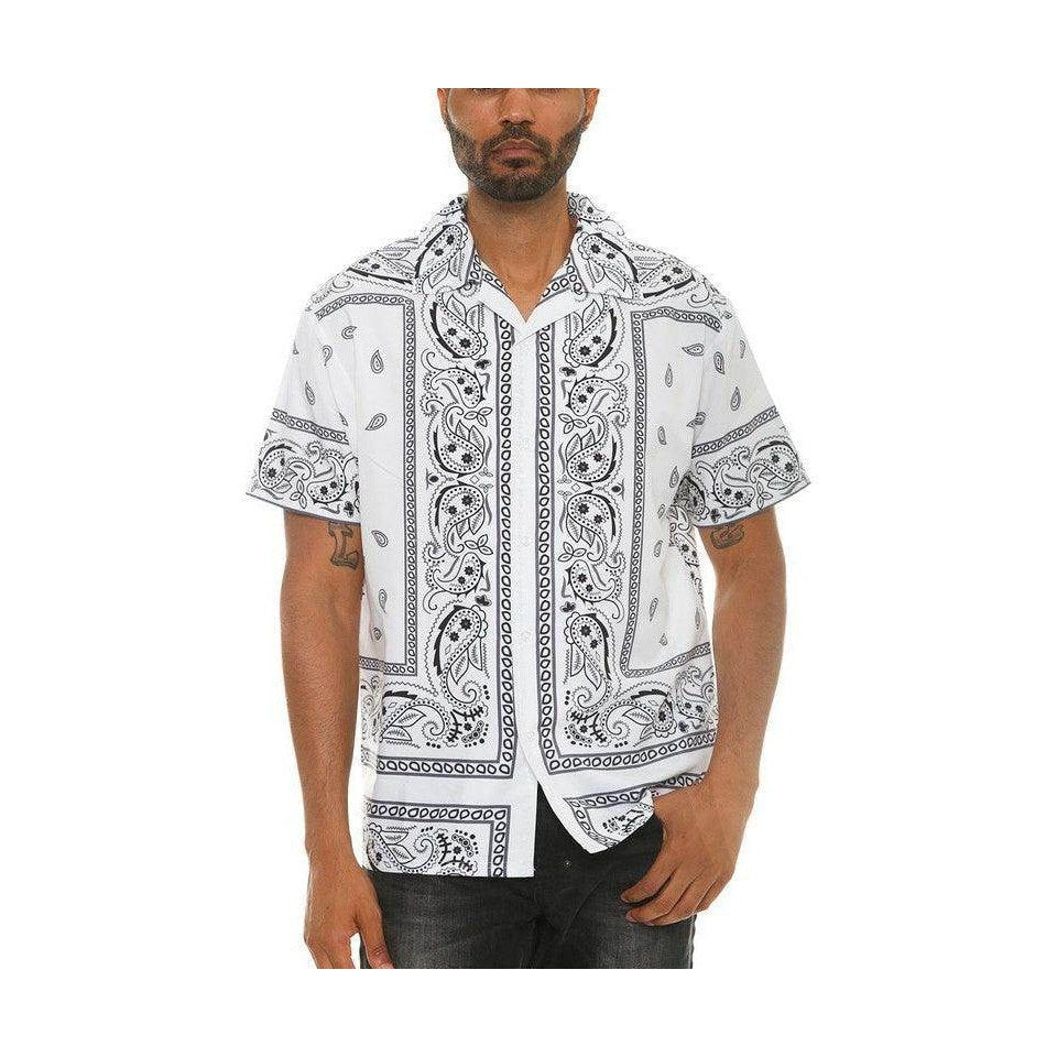 Mens Collared Print Button Down - VacationGrabs