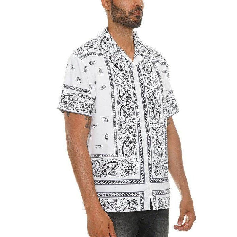 Mens Collared Print Button Down - VacationGrabs