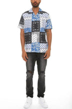 Mens Collared Print Button Down - VacationGrabs