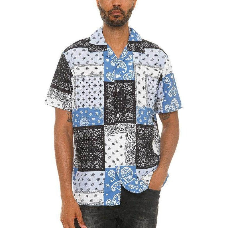 Mens Collared Print Button Down - VacationGrabs