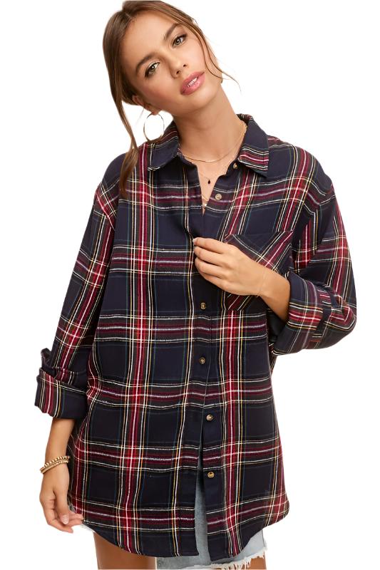 Women's ShirtsWomen's Red Plaid Avril Button Down Shirt - VacationGrabs