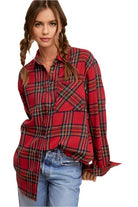 Women's ShirtsWomen's Red Plaid Avril Button Down Shirt - VacationGrabs