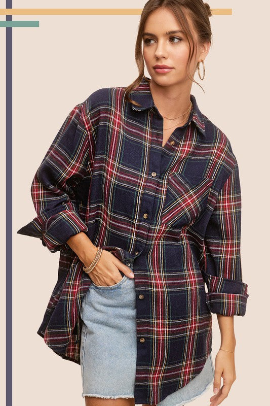 Women's ShirtsWomen's Red Plaid Avril Button Down Shirt - VacationGrabs