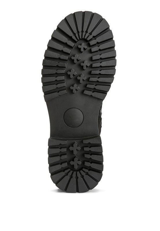 Sole of Rag Company tan suede lace up boots for women with durable traction for enhanced grip and comfort