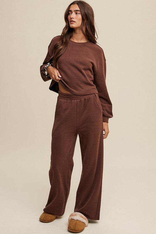 Women's Outfits & SetsKnit Sweat Top and Pants Athleisure Lounge Sets - VacationGrabs