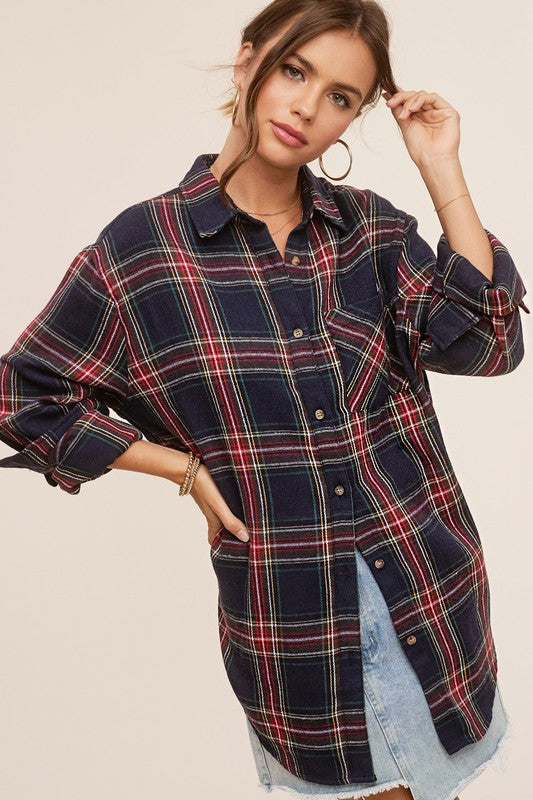 Women's ShirtsWomen's Red Plaid Avril Button Down Shirt - VacationGrabs