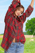 Women's ShirtsWomen's Red Plaid Avril Button Down Shirt - VacationGrabs