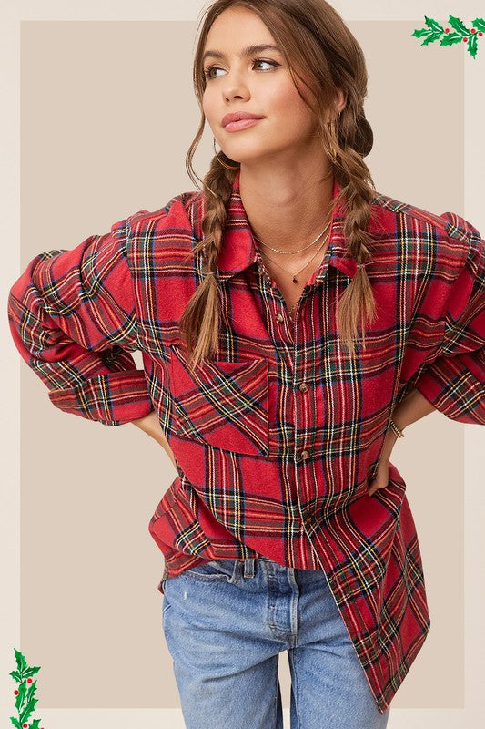 Women's ShirtsWomen's Red Plaid Avril Button Down Shirt - VacationGrabs