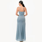 Sparking Jacquard Cowl Neck Long Dress - VacationGrabs