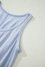 Mineral Wash Scoop Neck Elastic Waist Mini Dress