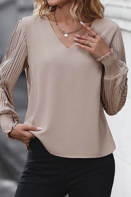 Long Sleeve V Neck Blouse