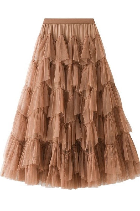 Tiered Chiffon Midi Skirt
