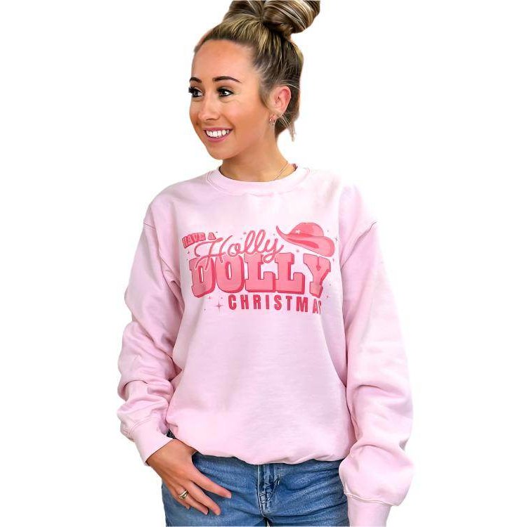 Have A Holly Dolly Christmas Graphic Sweatshirt - VacationGrabs