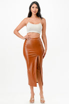 Women's SkirtsWomens Long PU Leather Pencil Skirt - VacationGrabs