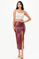 Women's SkirtsWomens Long PU Leather Pencil Skirt - VacationGrabs