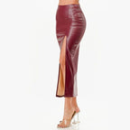 Womens Long PU Leather Pencil Skirt - VacationGrabs