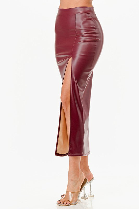 Women's SkirtsWomens Long PU Leather Pencil Skirt - VacationGrabs