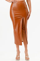 Women's SkirtsWomens Long PU Leather Pencil Skirt - VacationGrabs