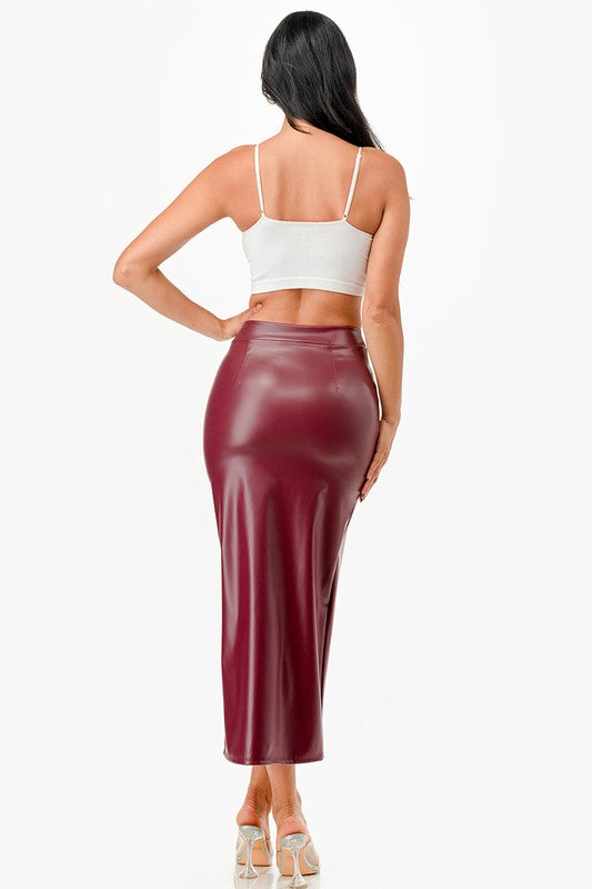 Women's SkirtsWomens Long PU Leather Pencil Skirt - VacationGrabs