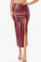 Women's SkirtsWomens Long PU Leather Pencil Skirt - VacationGrabs