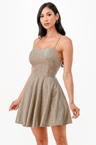 Women's DressesGlittered Fit N Flare Short Dress - VacationGrabs