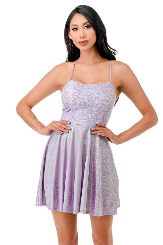 Women's DressesGlittered Fit N Flare Short Dress - VacationGrabs