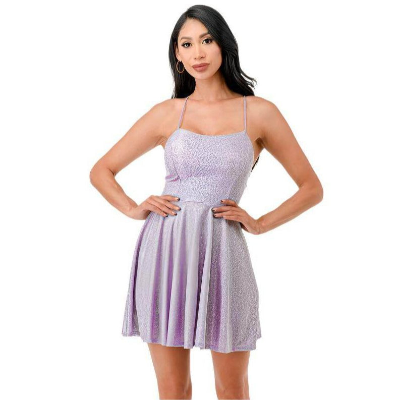 Glittered Fit N Flare Short Dress - VacationGrabs
