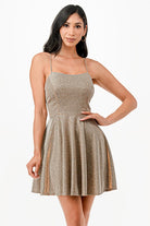 Women's DressesGlittered Fit N Flare Short Dress - VacationGrabs