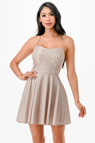 Women's DressesGlittered Fit N Flare Short Dress - VacationGrabs