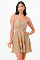 Women's DressesGlittered Fit N Flare Short Dress - VacationGrabs