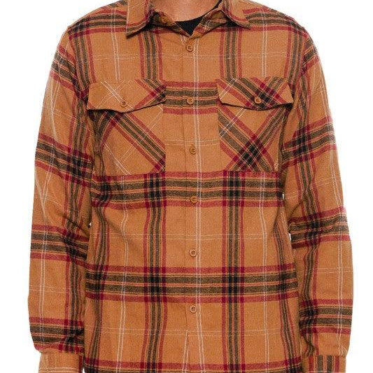 Men's Shirts Long Sleeve Flannel Full Plaid Checkered Shirt