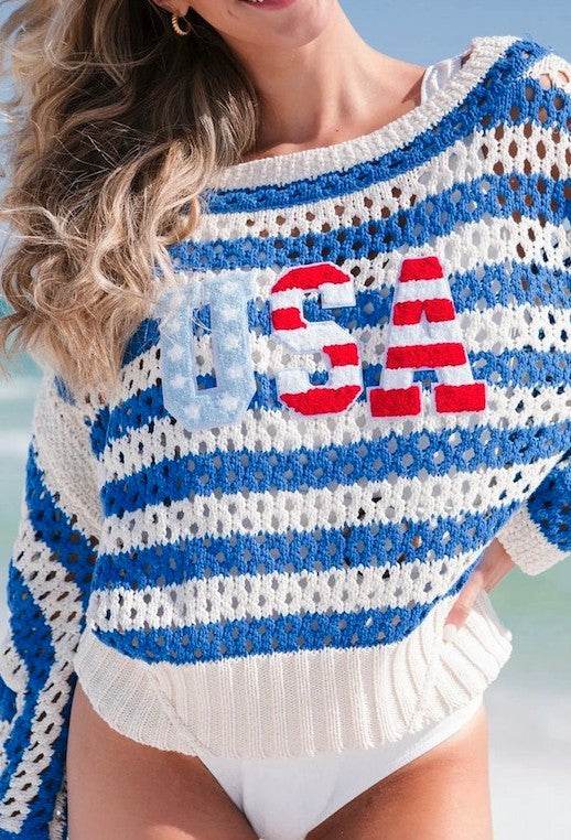 Usa Knit Cover-Up Top - VacationGrabs